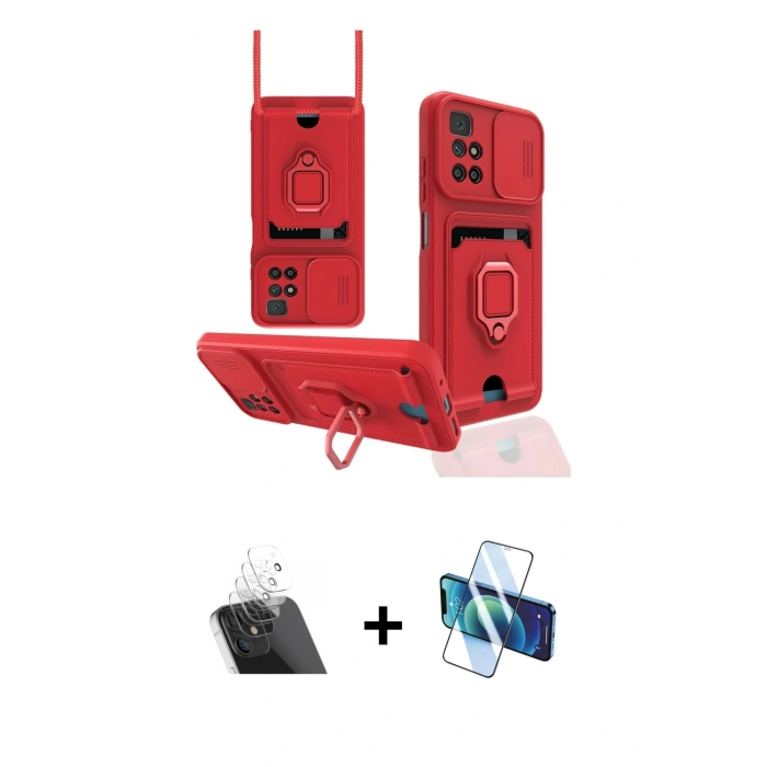 MARSİLYAN™- Redmi 10 2022 Kılıf Vadi Form Prime - Siyah 3D Antistatik Cam Ekran Koruyucu + Kamera Lens Koruma Cam - SF