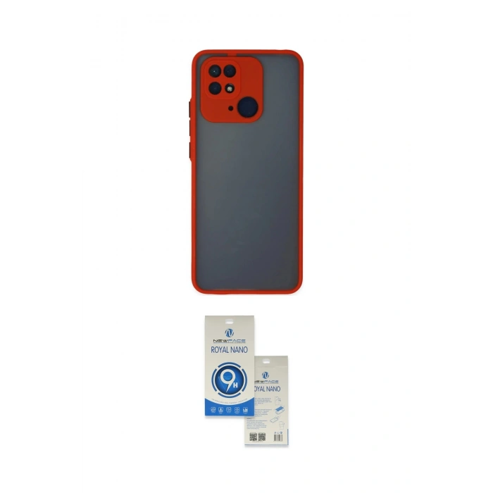 MARSİLYAN™- Redmi 10C Kılıf Ahenk Çizgi Serisi - Şeffaf Royal Nano Ekran Koruyucu