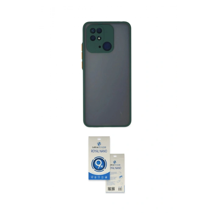 MARSİLYAN™- Redmi 10C Kılıf Ahenk Çizgi Serisi - Şeffaf Royal Nano Ekran Koruyucu