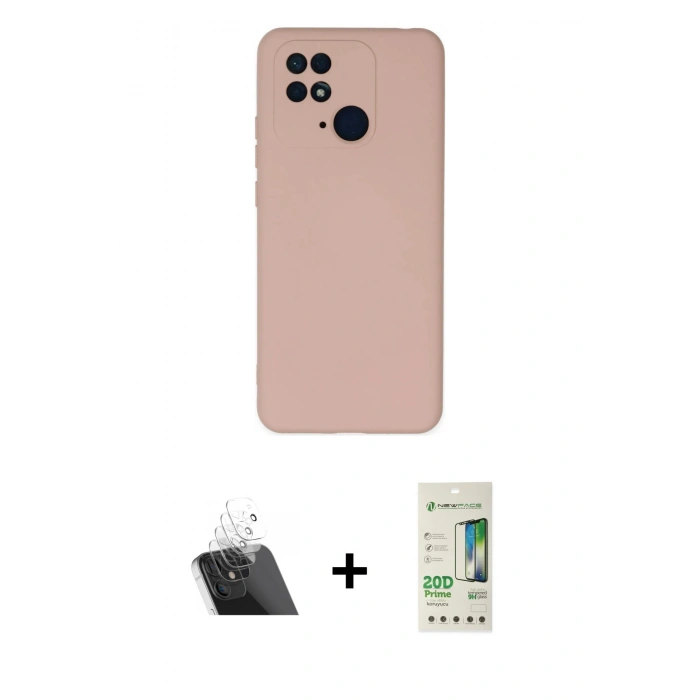 MARSİLYAN™- Redmi 10C Kılıf Ahenk Serisi - Siyah 20D Premium Cam Ekran Koruyucu + Kamera Lens Koruma Cam - SF