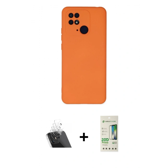 MARSİLYAN™- Redmi 10C Kılıf Ahenk Serisi - Siyah 20D Premium Cam Ekran Koruyucu + Kamera Lens Koruma Cam - SF