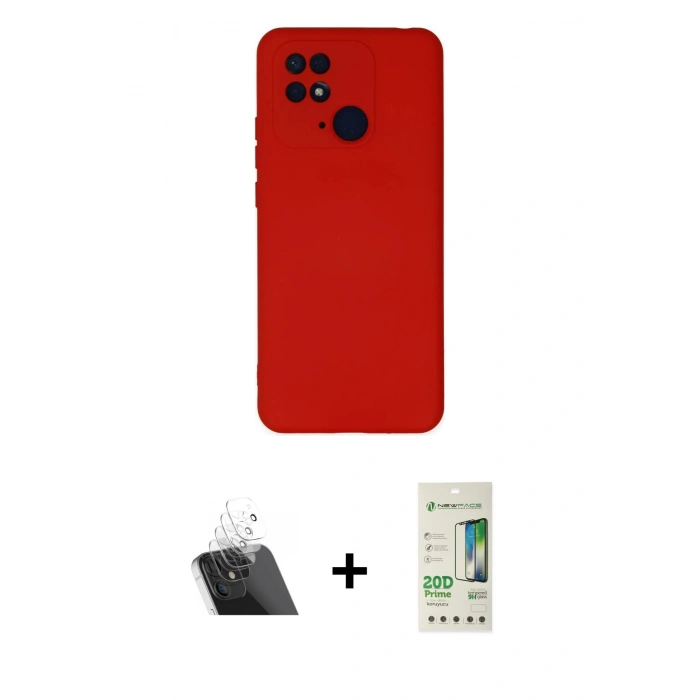 MARSİLYAN™- Redmi 10C Kılıf Ahenk Serisi - Siyah 20D Premium Cam Ekran Koruyucu + Kamera Lens Koruma Cam - SF