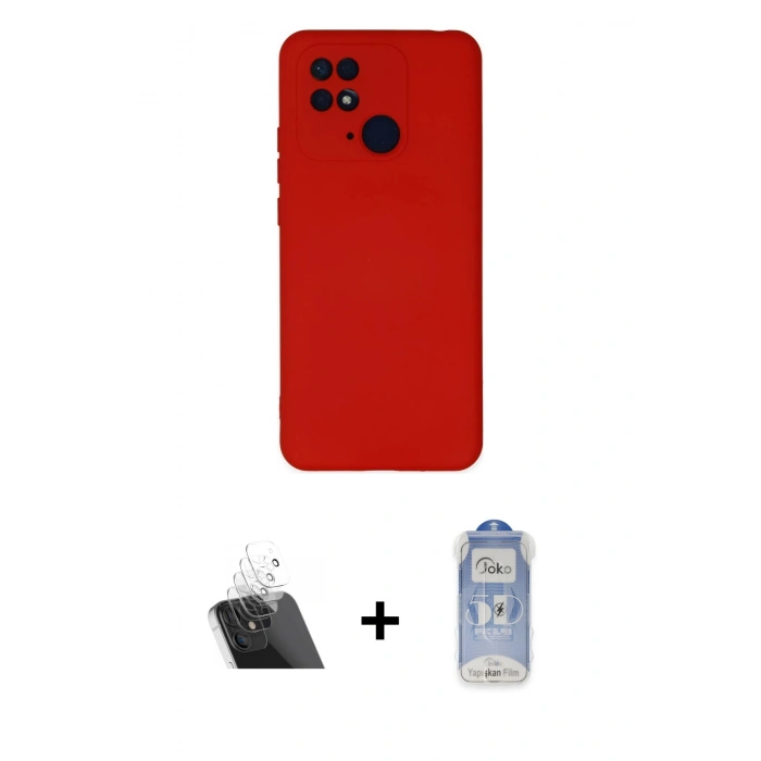MARSİLYAN™- Redmi 10C Kılıf Ahenk Serisi - Siyah Joko Magic 5D Cam + Kamera Lens Koruma Cam - SF
