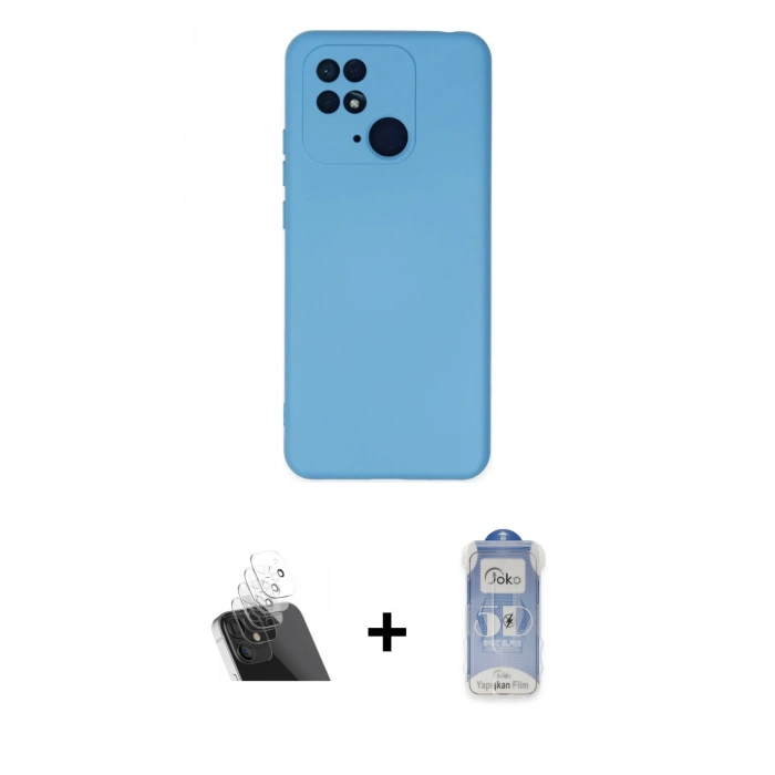 MARSİLYAN™- Redmi 10C Kılıf Ahenk Serisi - Siyah Joko Magic 5D Cam + Kamera Lens Koruma Cam - SF