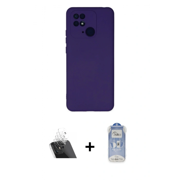 MARSİLYAN™- Redmi 10C Kılıf Ahenk Serisi - Siyah Joko Magic 5D Cam + Kamera Lens Koruma Cam - SF