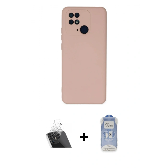 MARSİLYAN™- Redmi 10C Kılıf Ahenk Serisi - Siyah Joko Magic 5D Cam + Kamera Lens Koruma Cam - SF