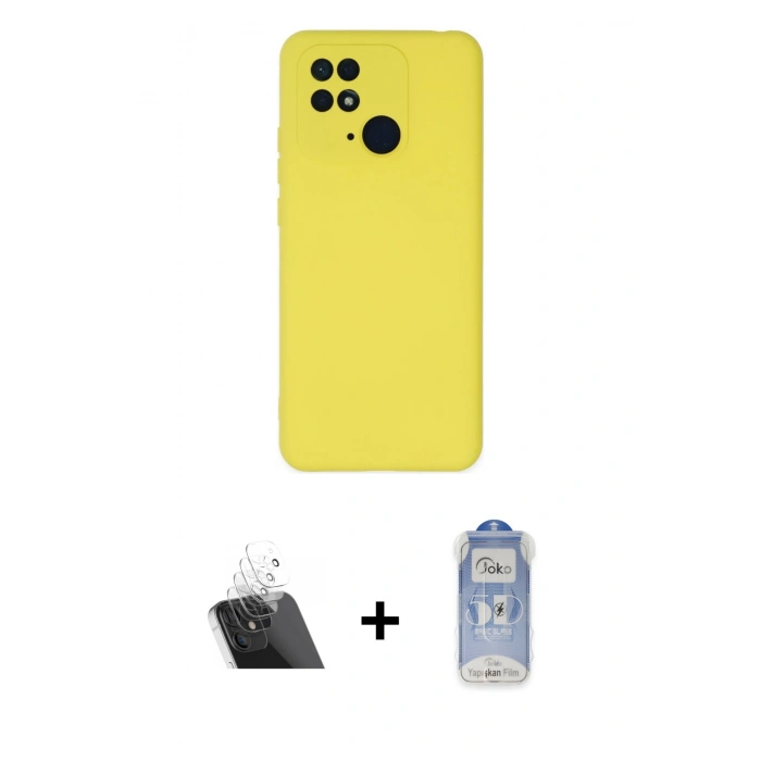 MARSİLYAN™- Redmi 10C Kılıf Ahenk Serisi - Siyah Joko Magic 5D Cam + Kamera Lens Koruma Cam - SF