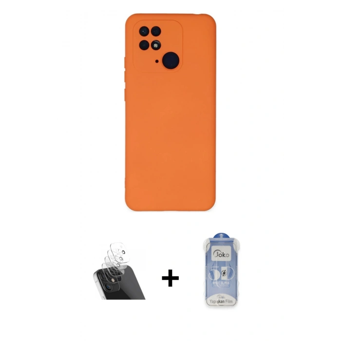 MARSİLYAN™- Redmi 10C Kılıf Ahenk Serisi - Siyah Joko Magic 5D Cam + Kamera Lens Koruma Cam - SF