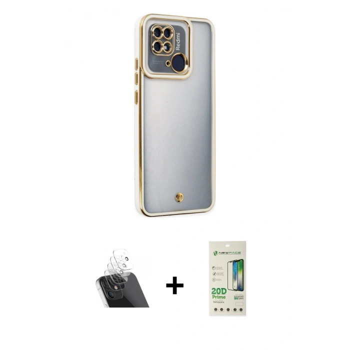 MARSİLYAN™- Redmi 10C Kılıf Çekirdek Klasik Serisi - Siyah 20D Premium Cam Ekran Koruyucu + Kamera Lens Koruma Cam - SF