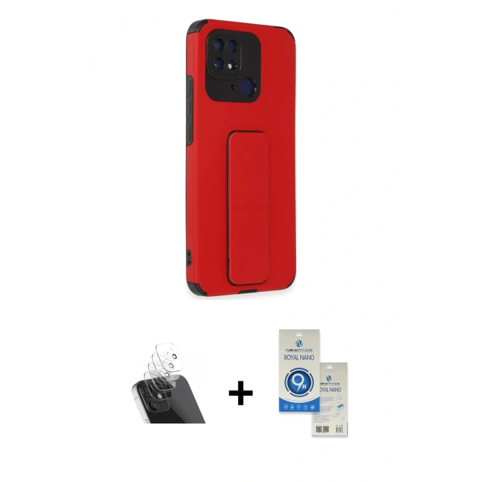 MARSİLYAN™- Redmi 10C Kılıf Çekirdek Yansıma - Şeffaf Royal Nano Ekran Koruyucu + Kamera Lens Koruma Cam - SF