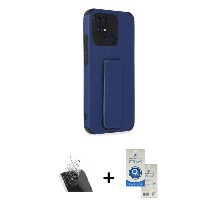 MARSİLYAN™- Redmi 10C Kılıf Çekirdek Yansıma - Şeffaf Royal Nano Ekran Koruyucu + Kamera Lens Koruma Cam - SF