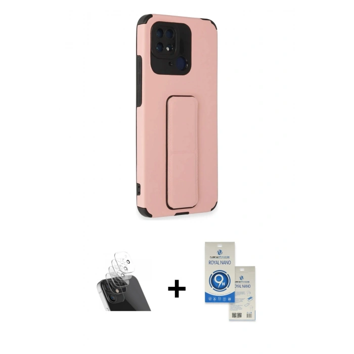 MARSİLYAN™- Redmi 10C Kılıf Çekirdek Yansıma - Şeffaf Royal Nano Ekran Koruyucu + Kamera Lens Koruma Cam - SF