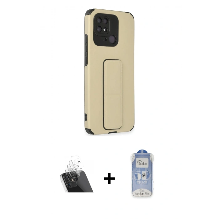 MARSİLYAN™- Redmi 10C Kılıf Çekirdek Yansıma - Siyah Joko Magic 5D Cam + Kamera Lens Koruma Cam - SF