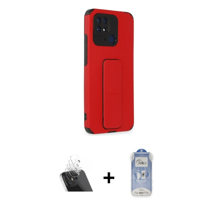 MARSİLYAN™- Redmi 10C Kılıf Çekirdek Yansıma - Siyah Joko Magic 5D Cam + Kamera Lens Koruma Cam - SF
