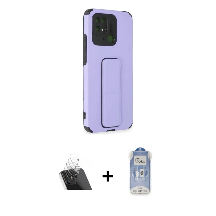 MARSİLYAN™- Redmi 10C Kılıf Çekirdek Yansıma - Siyah Joko Magic 5D Cam + Kamera Lens Koruma Cam - SF