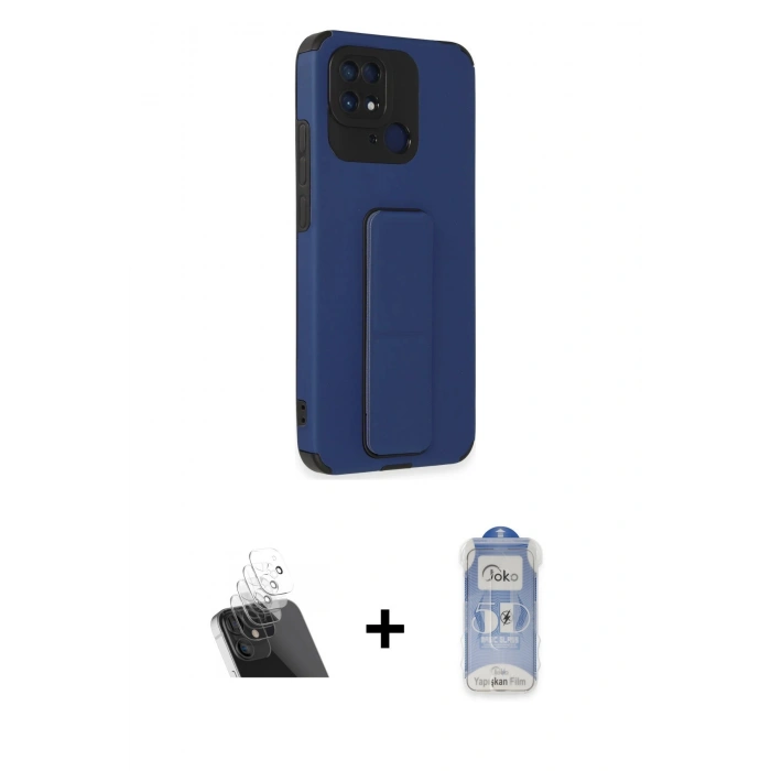 MARSİLYAN™- Redmi 10C Kılıf Çekirdek Yansıma - Siyah Joko Magic 5D Cam + Kamera Lens Koruma Cam - SF