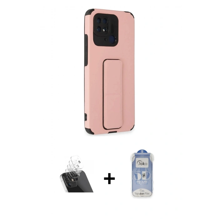MARSİLYAN™- Redmi 10C Kılıf Çekirdek Yansıma - Siyah Joko Magic 5D Cam + Kamera Lens Koruma Cam - SF