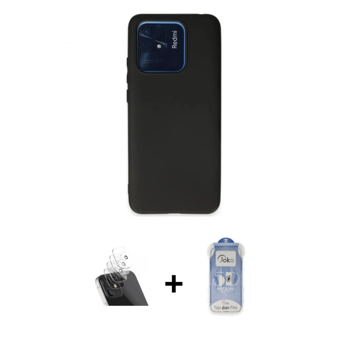 MARSİLYAN™- Redmi 10C Kılıf Kozmos Yansıma Özel Seri - Siyah Joko Magic 5D Cam + Kamera Lens Koruma Cam - SF
