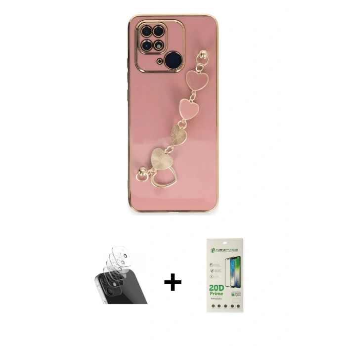 MARSİLYAN™- Redmi 10C Kılıf Nova Işık Prime - Siyah 20D Premium Cam Ekran Koruyucu + Kamera Lens Koruma Cam - SF