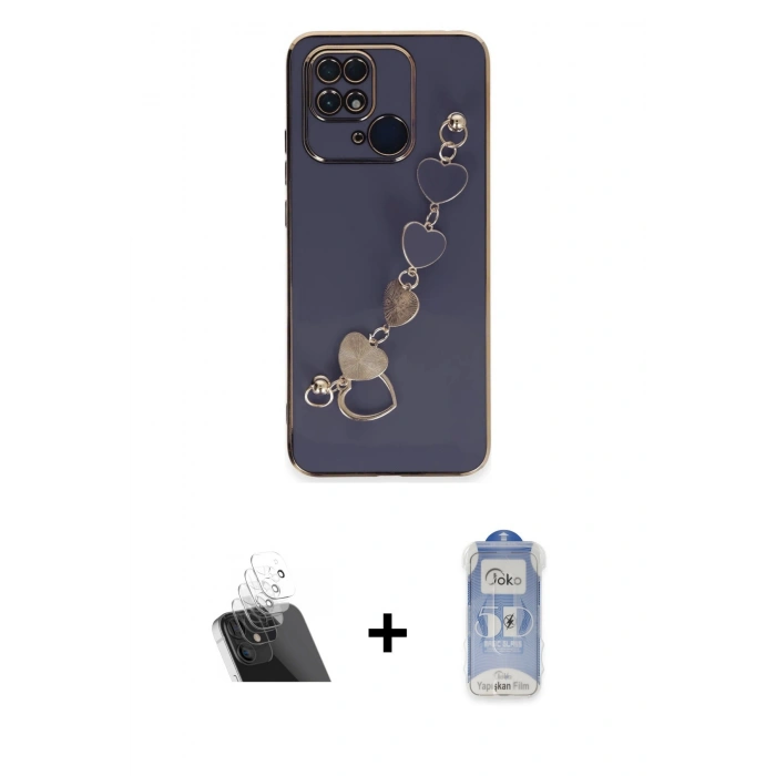 MARSİLYAN™- Redmi 10C Kılıf Nova Işık Prime - Siyah Joko Magic 5D Cam + Şeffaf Kamera Lens Koruma Cam