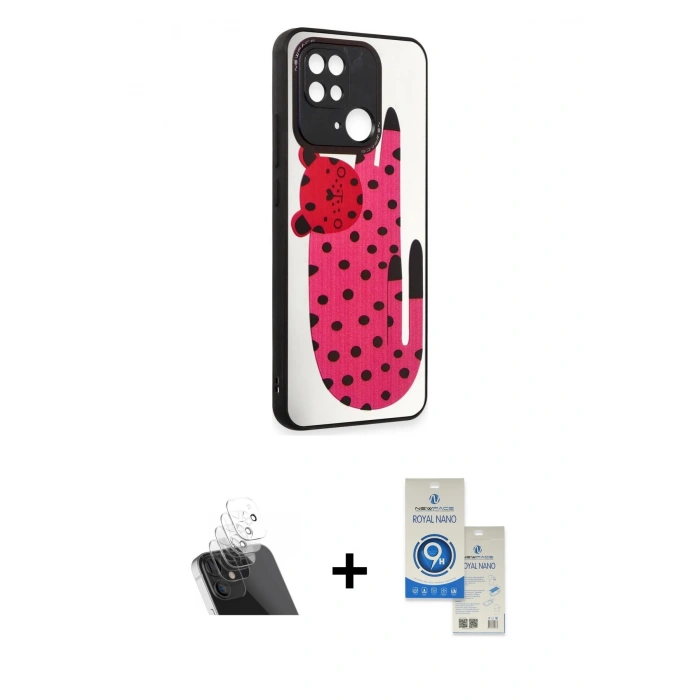 MARSİLYAN™- Redmi 10C Kılıf Odak Klasik Serisi - Şeffaf Royal Nano Ekran Koruyucu + Kamera Lens Koruma Cam - SF
