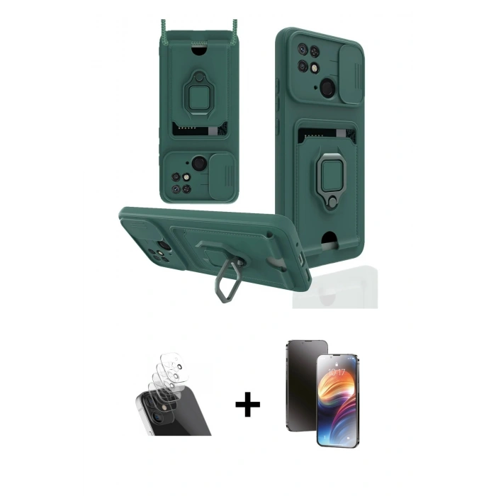 MARSİLYAN™- Redmi 10C Kılıf Vadi Form Prime - Siyah 3D Antistatik Mat Seramik Nano Ekran Koruyucu + Kamera Lens Koruma Cam - SF