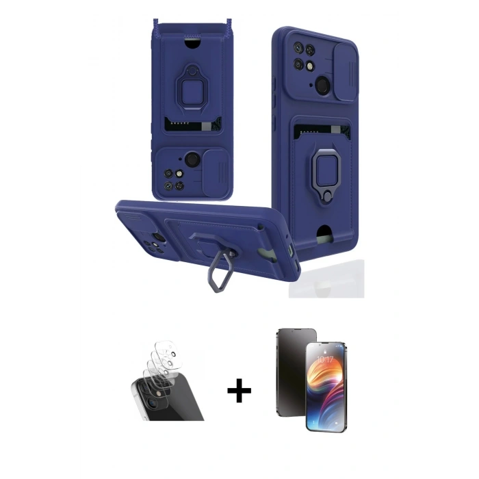 MARSİLYAN™- Redmi 10C Kılıf Vadi Form Prime - Siyah 3D Antistatik Mat Seramik Nano Ekran Koruyucu + Kamera Lens Koruma Cam - SF