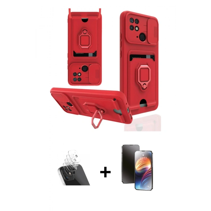 MARSİLYAN™- Redmi 10C Kılıf Vadi Form Prime - Siyah 3D Antistatik Mat Seramik Nano Ekran Koruyucu + Kamera Lens Koruma Cam - SF