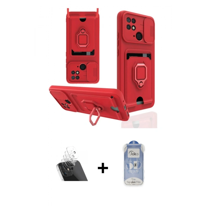 MARSİLYAN™- Redmi 10C Kılıf Vadi Form Prime - Siyah Joko Magic 5D Cam + Kamera Lens Koruma Cam - SF