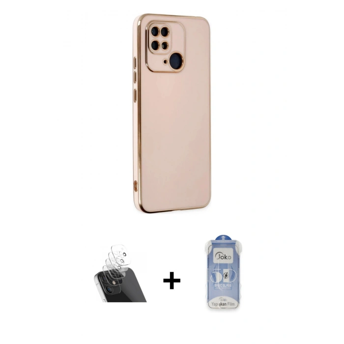 MARSİLYAN™- Redmi 10C Kılıf Yankı Serisi - Siyah Joko Magic 5D Cam + Kamera Lens Koruma Cam - SF