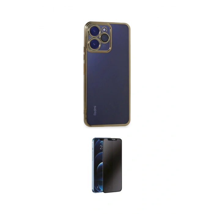 MARSİLYAN™- Redmi 12 Kılıf Vadi Minimal - Siyah 3D Antistatik Hayalet Cam Ekran Koruyucu