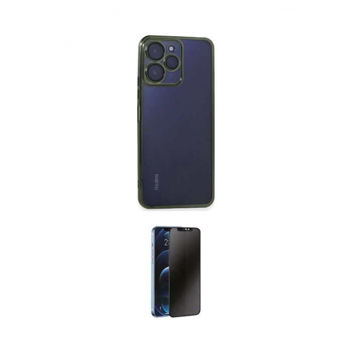 MARSİLYAN™- Redmi 12 Kılıf Vadi Minimal - Siyah 3D Antistatik Hayalet Cam Ekran Koruyucu