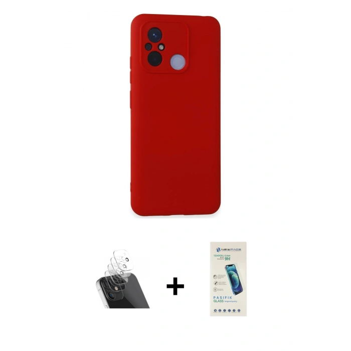 MARSİLYAN™- Redmi 12C Kılıf Ahenk Serisi - Şeffaf Pasifik Cam Ekran Koruyucu + Kamera Lens Koruma Cam - SF