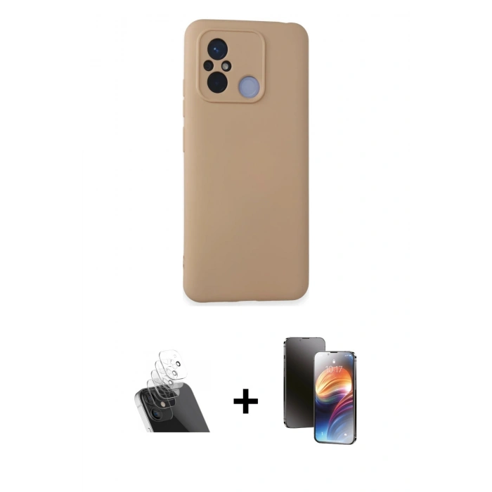 MARSİLYAN™- Redmi 12C Kılıf Ahenk Serisi - Siyah 3D Antistatik Mat Seramik Nano Ekran Koruyucu + Kamera Lens Koruma Cam - SF