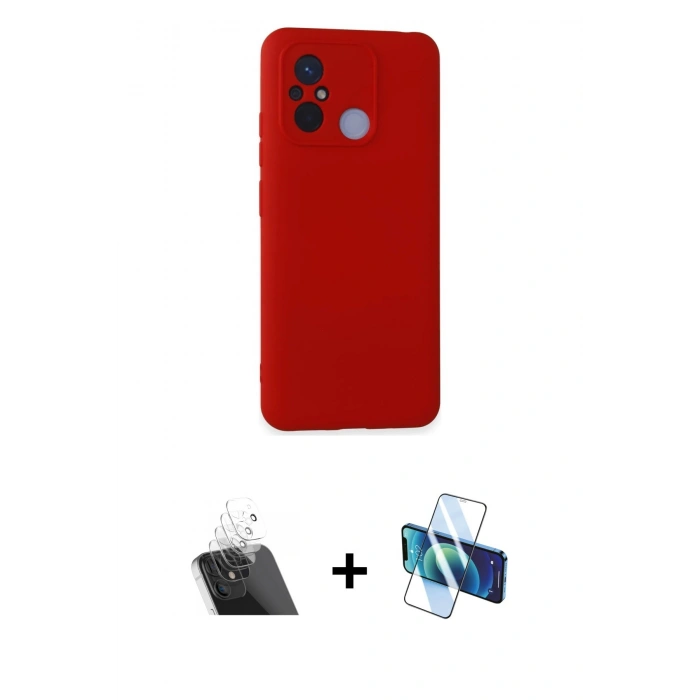 MARSİLYAN™- Redmi 12C Kılıf Ahenk Serisi - Siyah 3D Antistatik Seramik Nano Ekran Koruyucu + Kamera Lens Koruma Cam - SF
