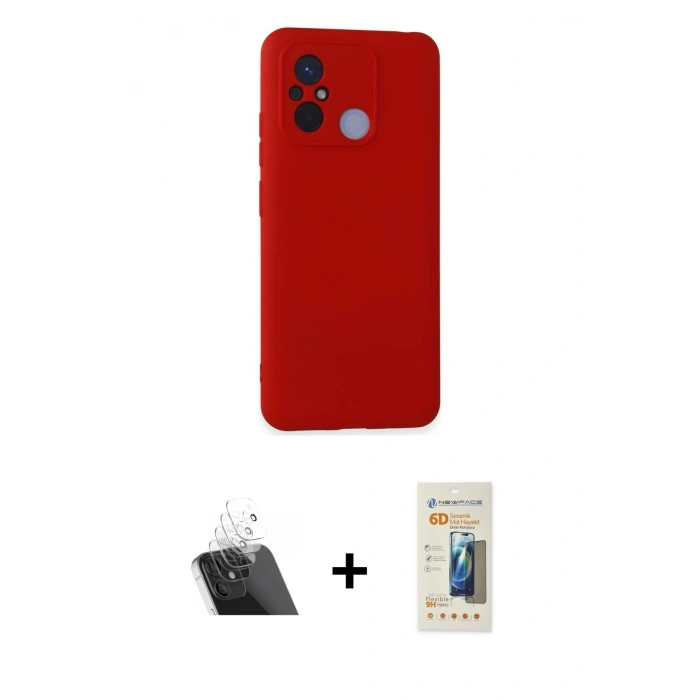 MARSİLYAN™- Redmi 12C Kılıf Ahenk Serisi - Siyah 6D Mat Seramik Hayalet Nano Ekran Koruyucu + Kamera Lens Koruma Cam - SF
