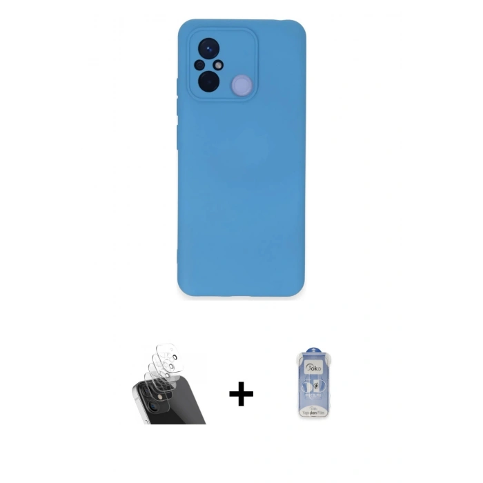 MARSİLYAN™- Redmi 12C Kılıf Ahenk Serisi - Siyah Joko Magic 5D Cam + Kamera Lens Koruma Cam - SF