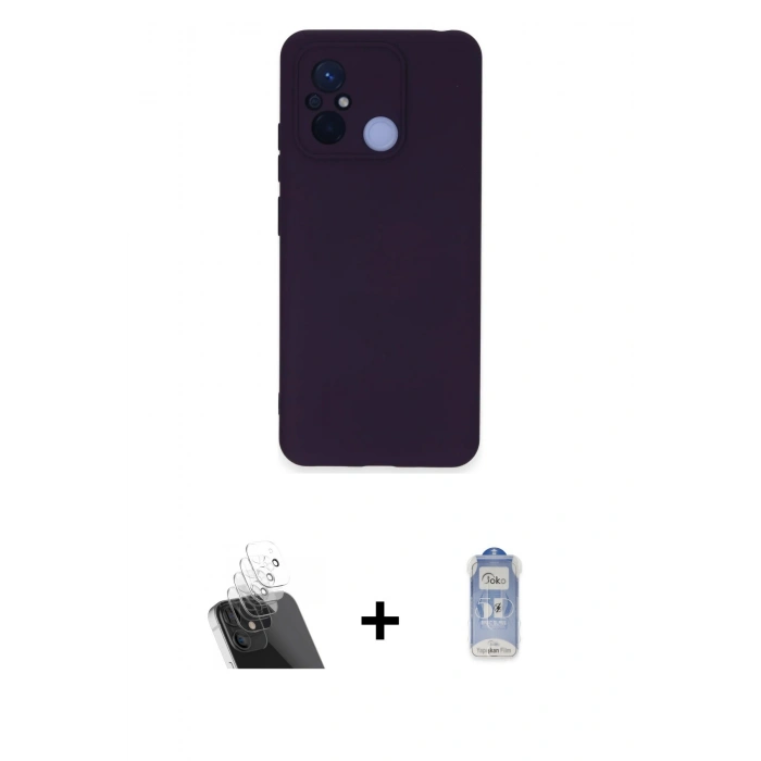 MARSİLYAN™- Redmi 12C Kılıf Ahenk Serisi - Siyah Joko Magic 5D Cam + Kamera Lens Koruma Cam - SF
