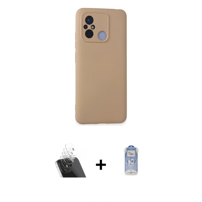 MARSİLYAN™- Redmi 12C Kılıf Ahenk Serisi - Siyah Joko Magic 5D Cam + Kamera Lens Koruma Cam - SF