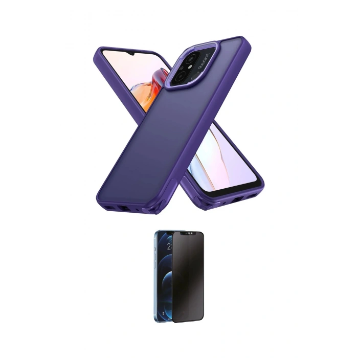 MARSİLYAN™- Redmi 12C Kılıf Atlas Form - Siyah 3D Antistatik Hayalet Cam Ekran Koruyucu