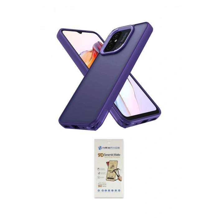 MARSİLYAN™- Redmi 12C Kılıf Atlas Form - Siyah Mat Seramik Nano Ekran Koruyucu