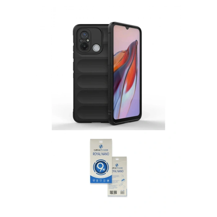 MARSİLYAN™- Redmi 12C Kılıf Atlas Koleksiyonu - Şeffaf Royal Nano Ekran Koruyucu