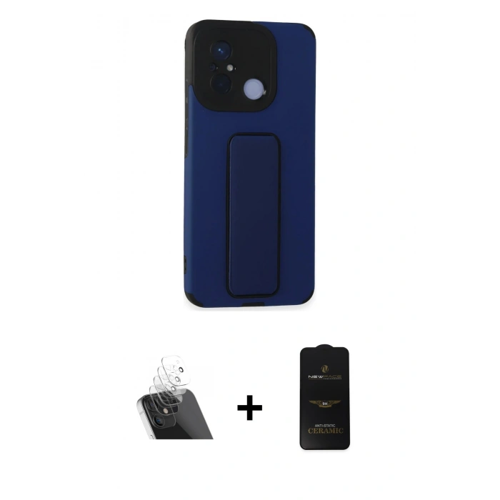 MARSİLYAN™- Redmi 12C Kılıf Çekirdek Yansıma - Siyah 6D Antistatik Mat Seramik Hayalet Nano Ekran Koruyucu + Kamera Lens Koruma Cam - SF