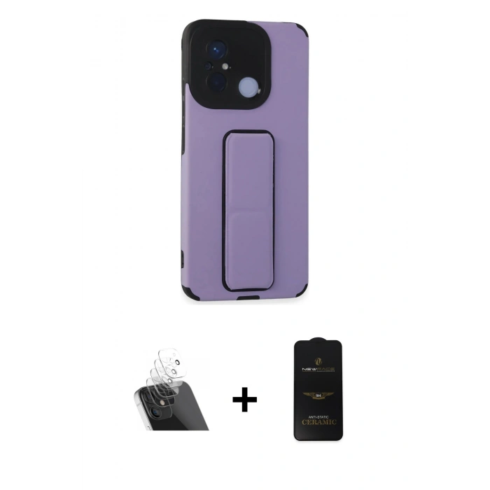 MARSİLYAN™- Redmi 12C Kılıf Çekirdek Yansıma - Siyah 6D Antistatik Mat Seramik Hayalet Nano Ekran Koruyucu + Kamera Lens Koruma Cam - SF