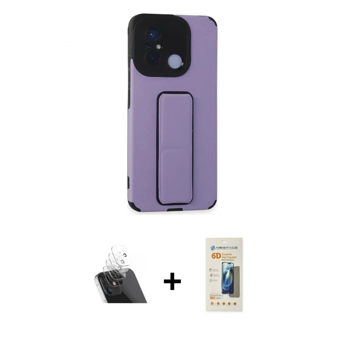 MARSİLYAN™- Redmi 12C Kılıf Çekirdek Yansıma - Siyah 6D Mat Seramik Hayalet Nano Ekran Koruyucu + Kamera Lens Koruma Cam - SF