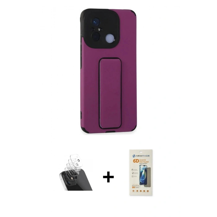 MARSİLYAN™- Redmi 12C Kılıf Çekirdek Yansıma - Siyah 6D Mat Seramik Hayalet Nano Ekran Koruyucu + Kamera Lens Koruma Cam - SF