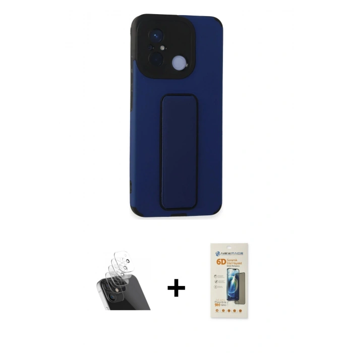 MARSİLYAN™- Redmi 12C Kılıf Çekirdek Yansıma - Siyah 6D Mat Seramik Hayalet Nano Ekran Koruyucu + Kamera Lens Koruma Cam - SF