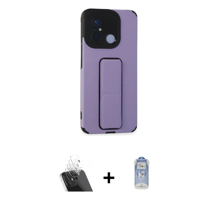 MARSİLYAN™- Redmi 12C Kılıf Çekirdek Yansıma - Siyah Joko Magic 5D Cam + Kamera Lens Koruma Cam - SF