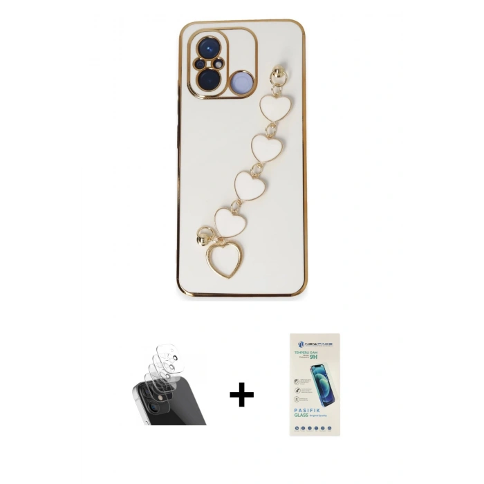 MARSİLYAN™- Redmi 12C Kılıf Nova Işık Prime - Şeffaf Pasifik Cam Ekran Koruyucu + Kamera Lens Koruma Cam - SF