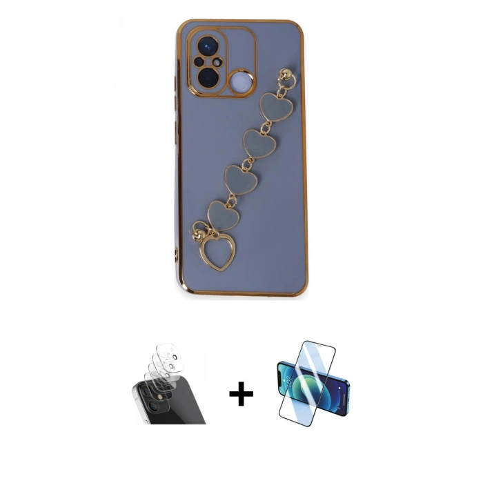 MARSİLYAN™- Redmi 12C Kılıf Nova Işık Prime - Siyah 3D Antistatik Seramik Nano Ekran Koruyucu + Kamera Lens Koruma Cam - SF
